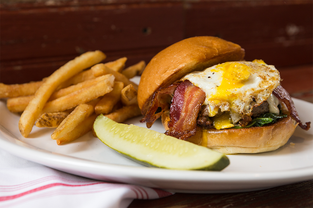 Image of Liberty Union Burger - Fried Egg ‘Over Easy,’ Sautéed Spinach, Bacon, American Cheese